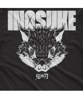 Чорна чоловіча футболка з аніме-принтом «T-shirt Demon Slayer - Inosuke Face»