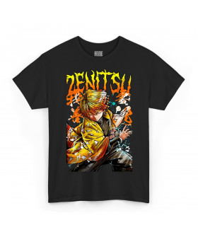 Чорна чоловіча футболка з аніме-принтом «T-shirt Demon Slayer - Zenitsu Art»