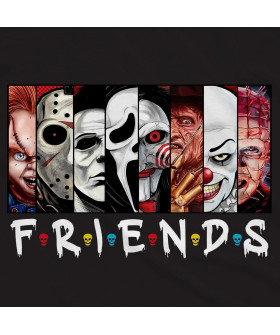 Чорна чоловіча футболка з аніме-принтом «T-shirt Serie Tv- Horror Friends»