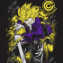 Чорна чоловіча футболка з аніме-принтом «T-shirt Dragon Ball - Trunks Murales»
