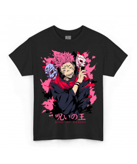 Чорна чоловіча футболка з аніме-принтом «T-shirt Jujutsu Kaisen - Sukuna Mask»