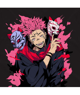 Біла чоловіча футболка з аніме-принтом «T-shirt Jujutsu Kaisen - Sukuna Mask»