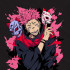 Біла чоловіча футболка з аніме-принтом «T-shirt Jujutsu Kaisen - Sukuna Mask»
