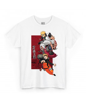 Біла чоловіча футболка з аніме-принтом «T-shirt Naruto - Minato Jiraya Naruto»