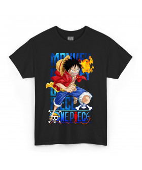Чорна чоловіча футболка з аніме-принтом «T-shirt One Piece - Monckey D. Rufy»