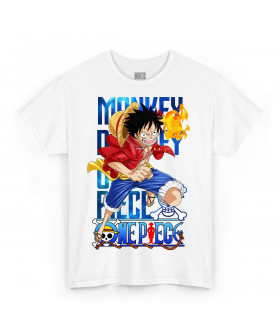Біла чоловіча футболка з аніме-принтом «T-shirt One Piece - Monckey D. Rufy»