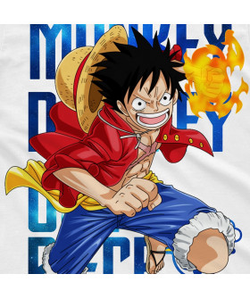 Біла чоловіча футболка з аніме-принтом «T-shirt One Piece - Monckey D. Rufy»