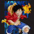 Біла чоловіча футболка з аніме-принтом «T-shirt One Piece - Monckey D. Rufy»