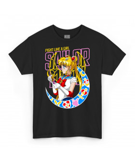 Чорна чоловіча футболка з аніме-принтом «T-shirt Sailor Moon - Fight Like a Girl»