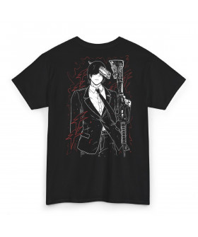 Чорна чоловіча футболка з аніме-принтом «T-shirt Chainsaw Man - Gun Devil Murales»