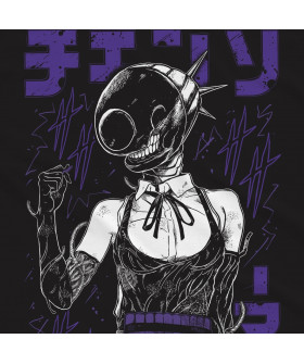 Чорна чоловіча футболка з аніме-принтом «T-shirt Chainsaw Man - Reze Murales»