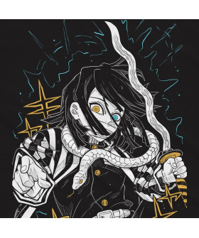 Чорна чоловіча футболка з аніме-принтом «T-shirt Demon Slayer - Obanai Murales»
