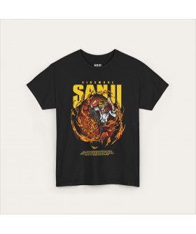 Чорна футболка Sanji Diable Jambe з аніме-принтом