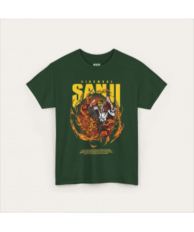 Темно-зелена футболка Sanji Diable Jambe з аніме-принтом
