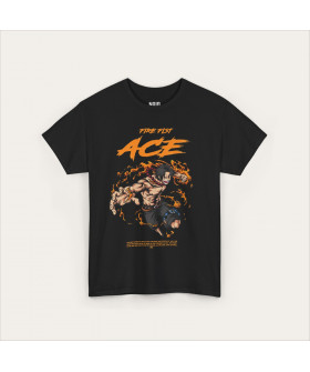 Чорна футболка Ace Fire Fist з аніме-принтом