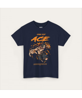 Темно-синя футболка Ace Fire Fist з аніме-принтом