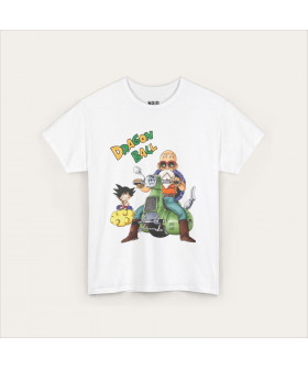Біла футболка Roshi та Goku Ride з аніме-принтом