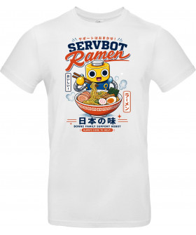 Унісекс біла футболка з аніме-принтом «SERVBOT Ramen»