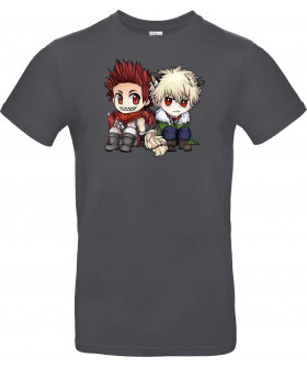 Унісекс сіра футболка з аніме-принтом «Kirishima x Bakugou»
