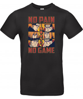 Унісекс чорна футболка з аніме-принтом «No Pain No Game»