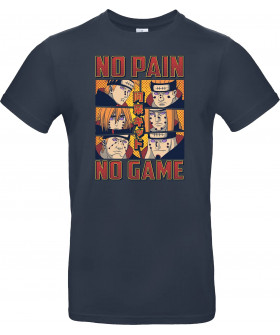 Унісекс темно-синя футболка з аніме-принтом «No Pain No Game»
