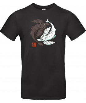 Футболка Чорний з принтом «Yin Yang Dragons»