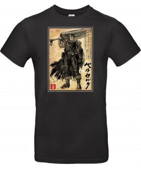 Футболка Білий з принтом «Black swordsman woodblock»