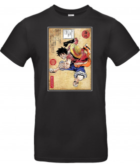 Футболка Чорний з принтом «Straw hat captain woodblock»