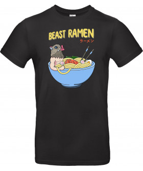 Унісекс сіра футболка з аніме-принтом «Beast Ramen»
