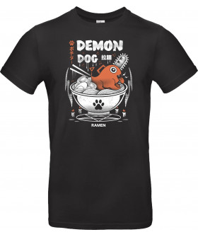 Футболка Темно-синій з принтом «Demon Dog Ramen»