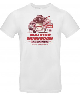 Футболка Білий з принтом «Walking Mushroom Marathon»