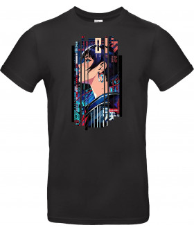 Футболка Сірий з принтом «Cyborg-Blau-Symbol»