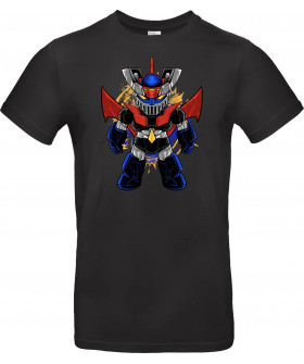 Унісекс сіра футболка з аніме-принтом «mazinger chibi»