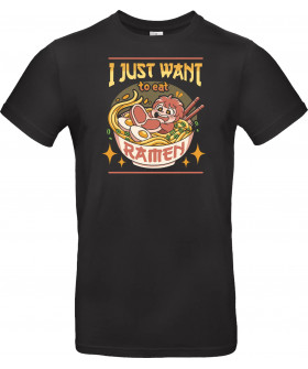 Футболка Темно-синій з принтом «I just want to eat ramen»