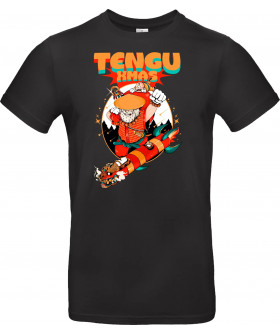 Унісекс темно-синя футболка з аніме-принтом «Tengu-Weihnacht»