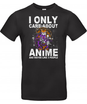 Футболка Чорний з принтом «I Only Care About Anime & 3 People»