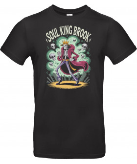 Футболка Чорний з принтом «Soul King Brook Pirate Rockstar Skeleton Art»
