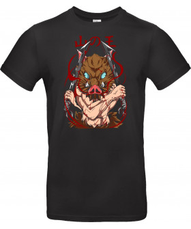 Футболка Чорний з принтом «Inosuke Hashibira King of the Mountain Slayer Art»