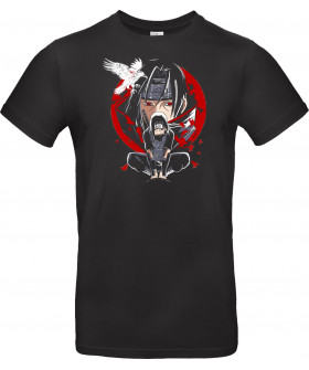 Футболка Чорний з принтом «Itachi and Izumi Uchiha Tsukuyomi Shinobi Shippuden Art»