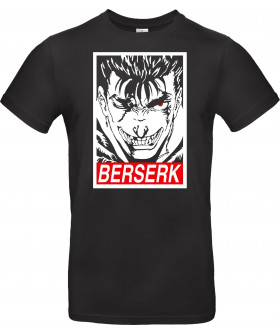 Футболка Чорний з принтом «Guts Mad Face Berserk Manga Anime Art Print»