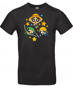 Футболка Темно-синій з принтом «Cute Chibi Straw Hat Pirates Trio Pirate Art»