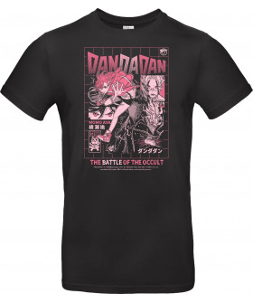 Футболка Сірий з принтом «Dandadan The Battle of the Occult»