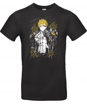 Футболка Чорний з принтом «Genos - One Punch Man»