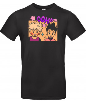 Футболка Чорний з принтом «Gon and Killua's Happy Ooh!»