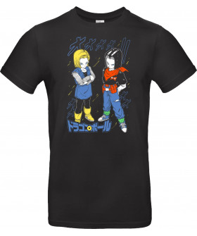 Футболка Чорний з принтом «Android 17 & Android 18 Ball - Dragon Z»