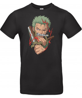 Футболка Чорний з принтом «Roronoa Zoro: Three Sword Style»