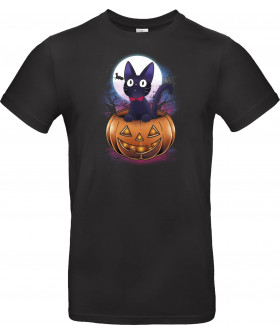Унісекс сіра футболка з аніме-принтом «Jiji Pumpkin»