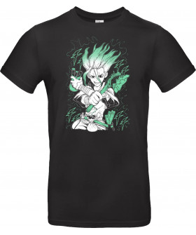Футболка Чорний з принтом «Senku Ishigami - Dr.Stone»