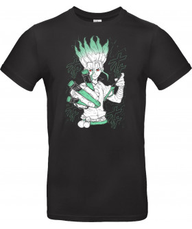 Футболка Чорний з принтом «Senku Ishigami - Dr.Stone»