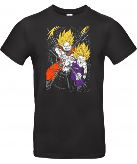 Футболка Чорний з принтом «Son Gohan and Goku Super Saiyan 2 Ball - Dragon Z»